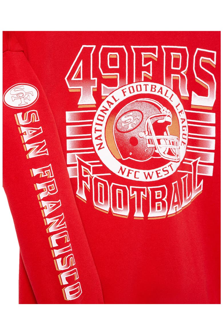 San Francisco 49ers Oversize Striped Rib Fleece Crewneck Sweatshirt, Alternate, color, LICORICE