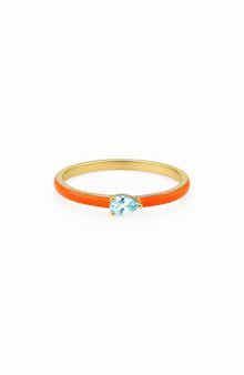 House of Frosted Teardrop Topaz Enamel Ring