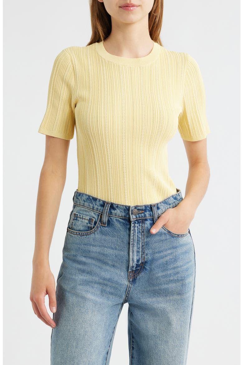 Camryn Short Sleeve Rib Sweater, Main, color, SUNLIT