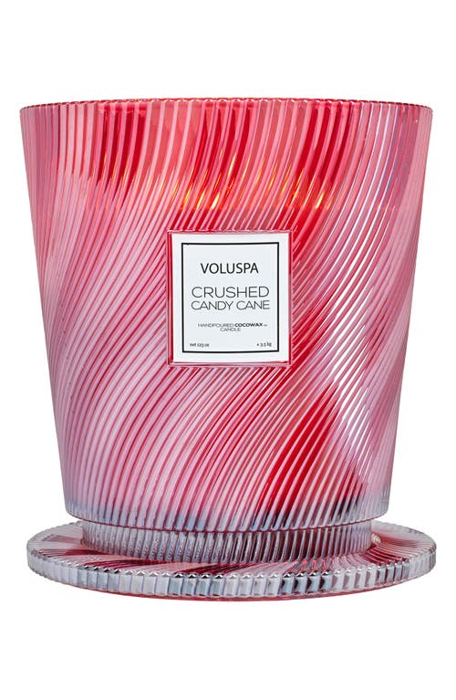 Voluspa Crushed Candy Cane 5-wick Hearth Candle In Red