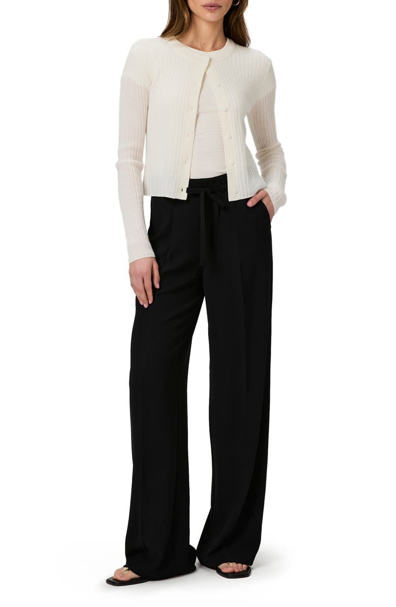 PAIGE Shiraz Tie Waist Wide Leg Pants, Alternate, color, Black
