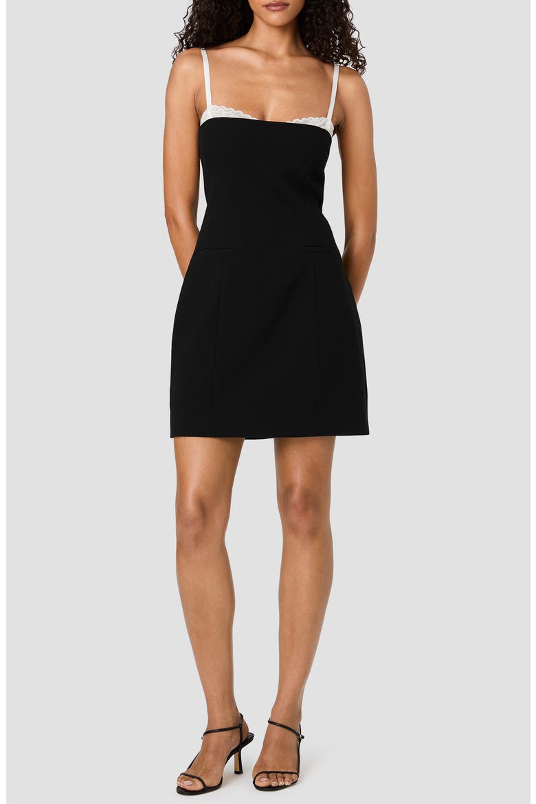 Azra Lace Trim Minidress, Alternate, color, BLACK PORCELAIN CREAM