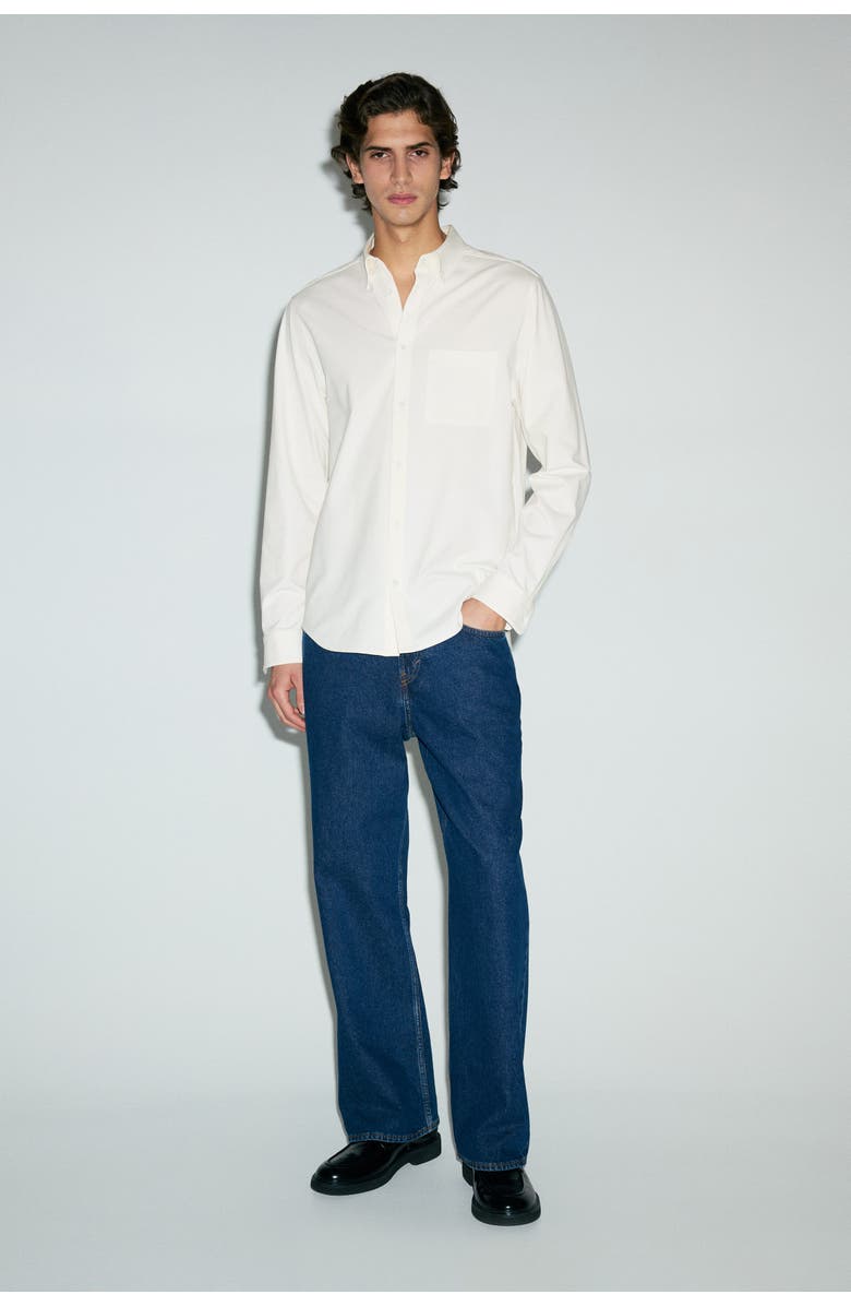 H&M Four-way Stretch Regular Fit Shirt, Alternate, color, White