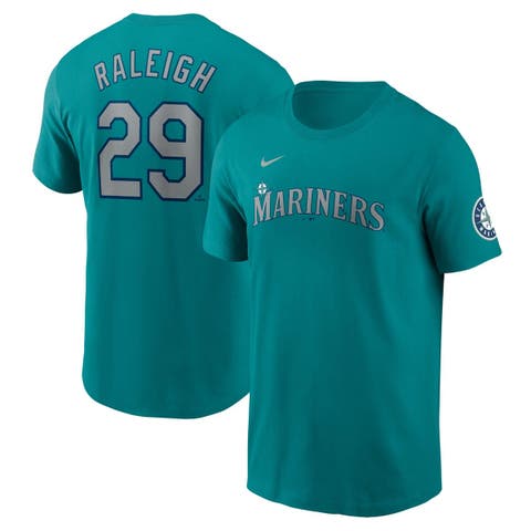 Men's Nike Cal Raleigh Aqua Seattle Mariners Fuse Name & Number Inline T-Shirt