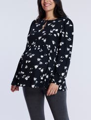 MOTHERHOOD MATERNITY Long Sleeve Empire Waist Keyhole Woven Blouse