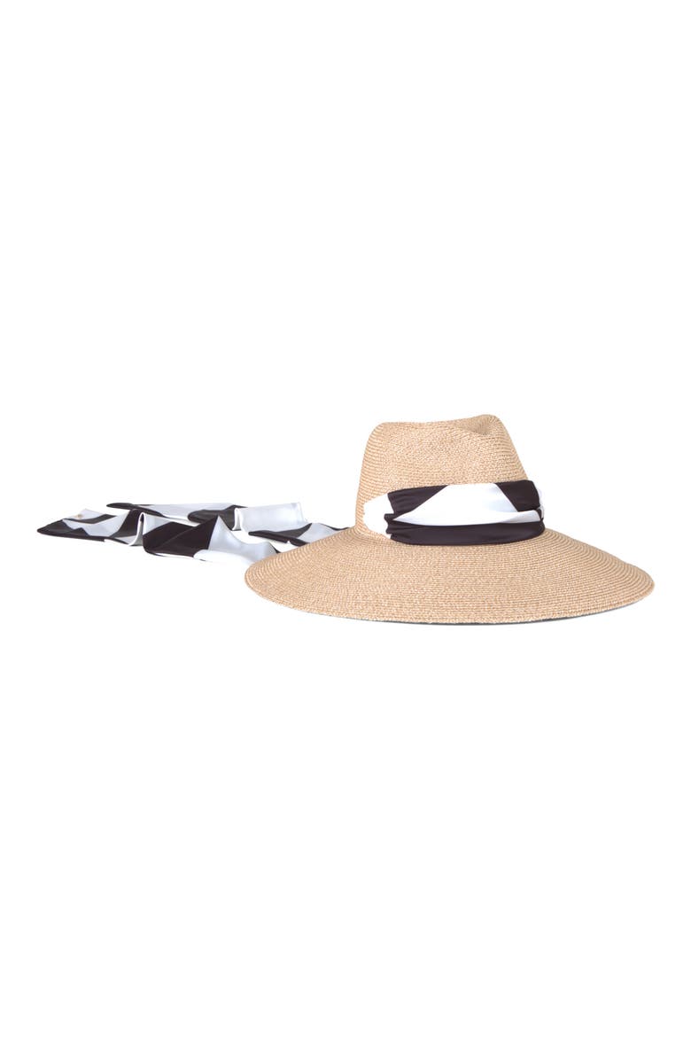 Cassidy UPF 25+ Packable Straw Fedora, Main, color, SAND