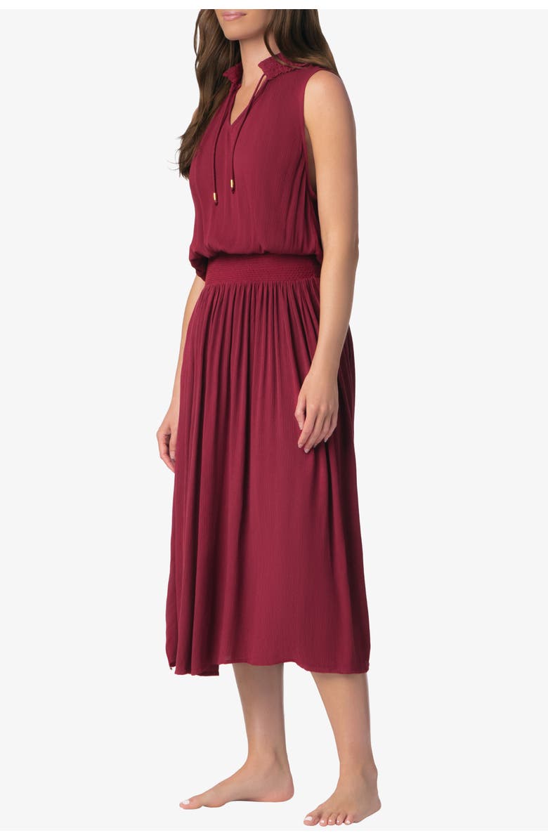 HELEN JON Sleeveless Smocked Dress, Alternate, color, Merlot