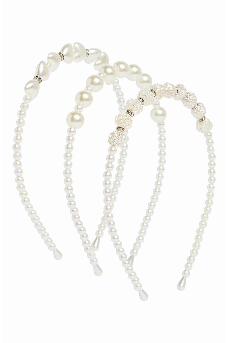 Kids' 3-Pack Faux Pearl Headband Set, Main, color, PINK COMBO