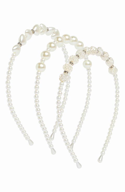 Kids' 3-Pack Faux Pearl Headband Set