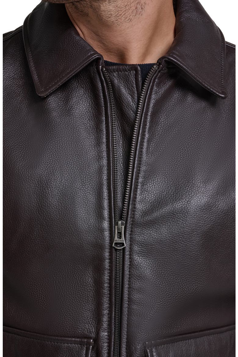 Aviator Leather Jacket, Alternate, color, DARK BROWN