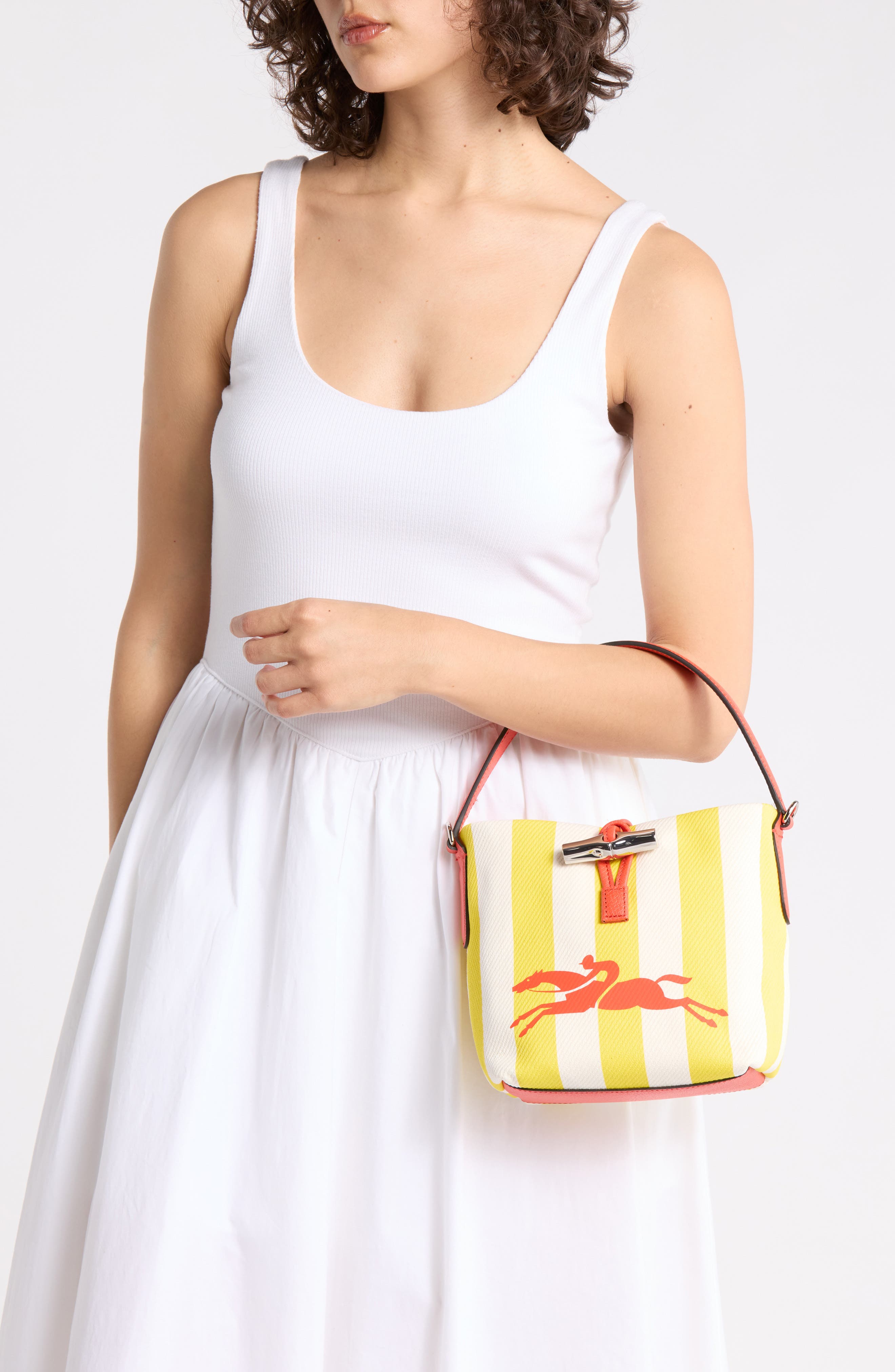 Longchamp Essential Transit Bucket Bag, Alternate, color, Yellow/ White