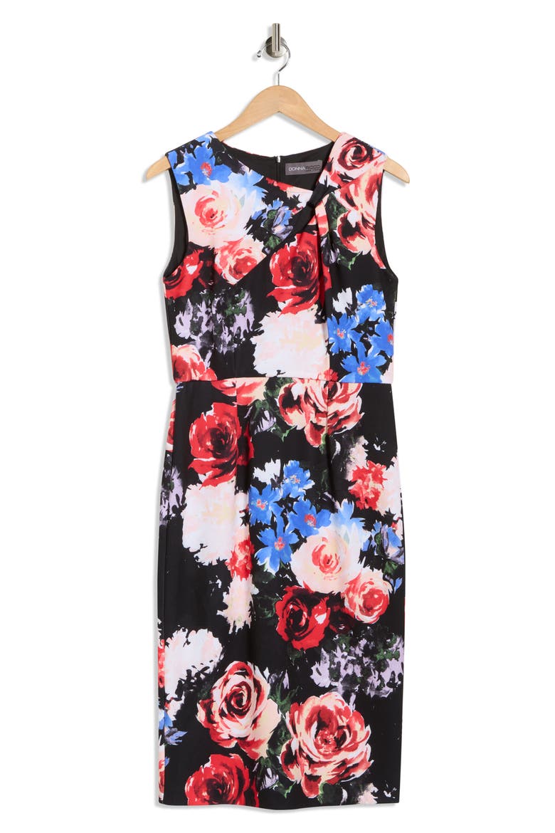 Floral Twist Front A-Line Dress, Alternate, color, BLACK MULTI