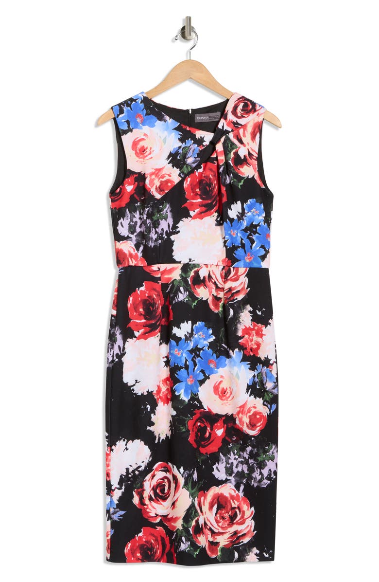 Julia Jordan Floral Twist Front A-Line Dress, Alternate, color, Black Multi