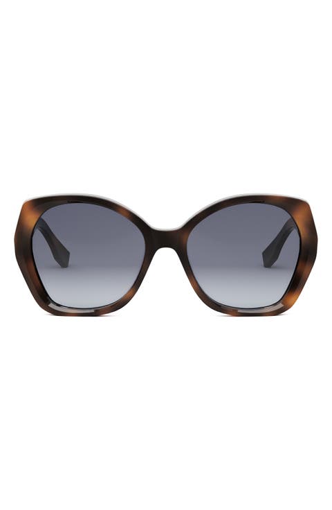 'Fendi Lettering 57mm Gradient Butterfly Sunglasses
