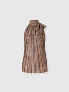Missoni Sleeveless Top In Ribbed Viscose Lamé With Scarf Collar