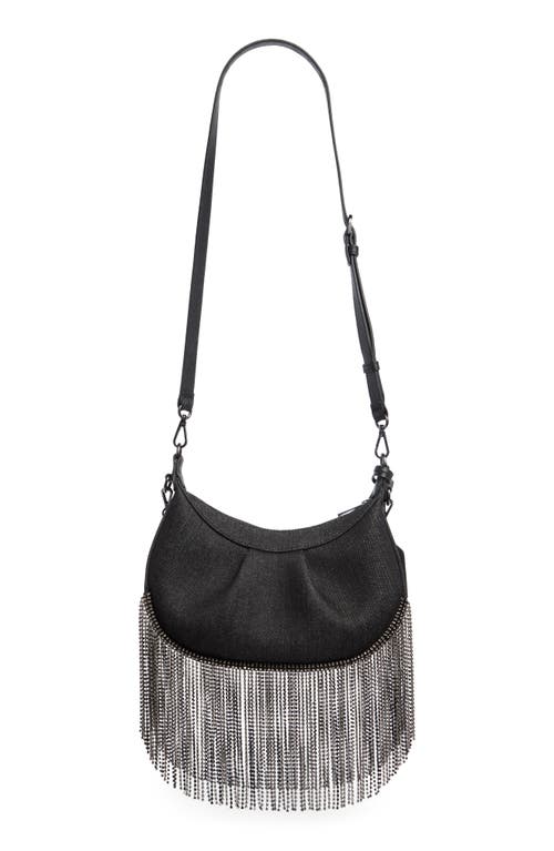 Stuart Weitzman Crescent Crystal Fringe Crossbody Bag