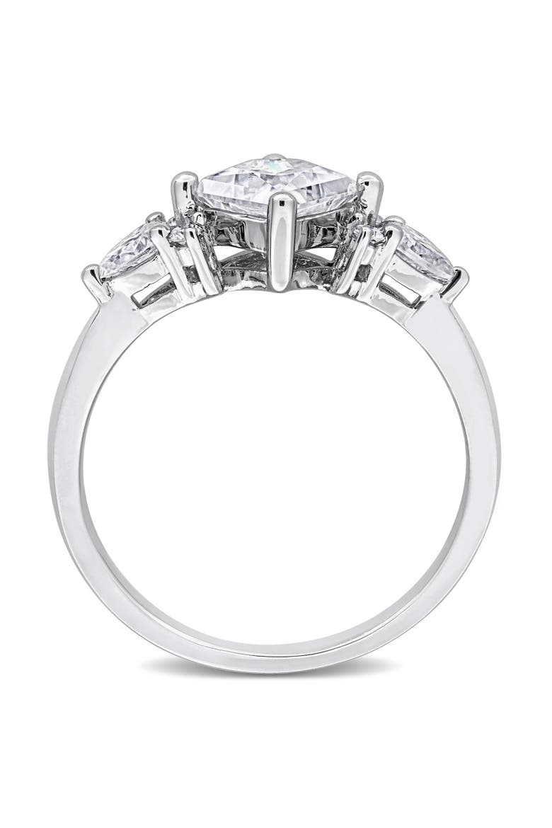 Moissanite Princess-Cut Cluster Engagement Ring, Alternate, color, Sterling Silver