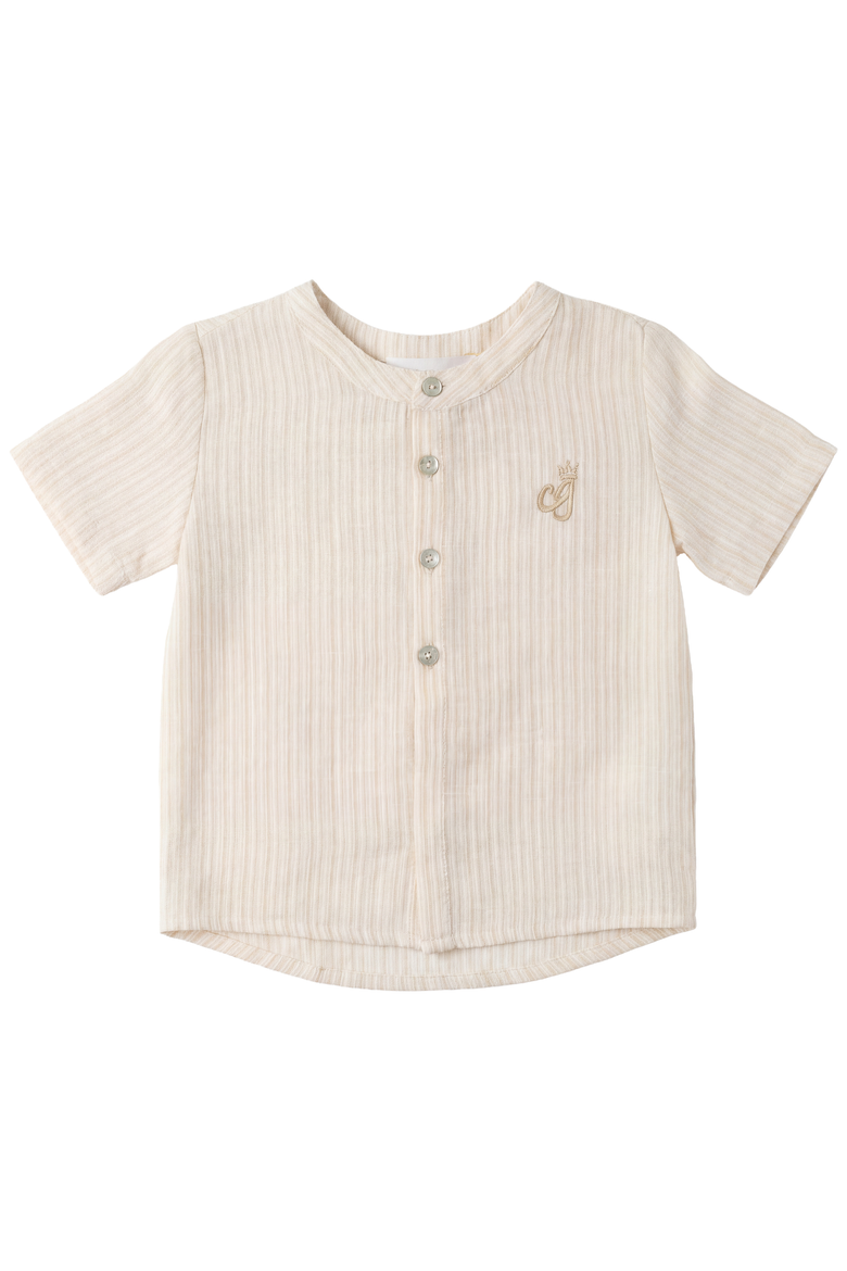 Striped Short Sleeve Button Up Shirt, Main, color, Pastel Yellow