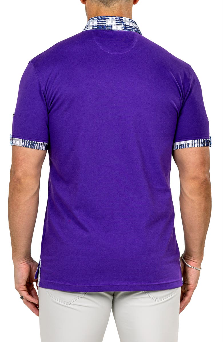 Maceoo Newton Marthyr0030 Purple Button-Down Piqué Polo, Alternate, color, Purple