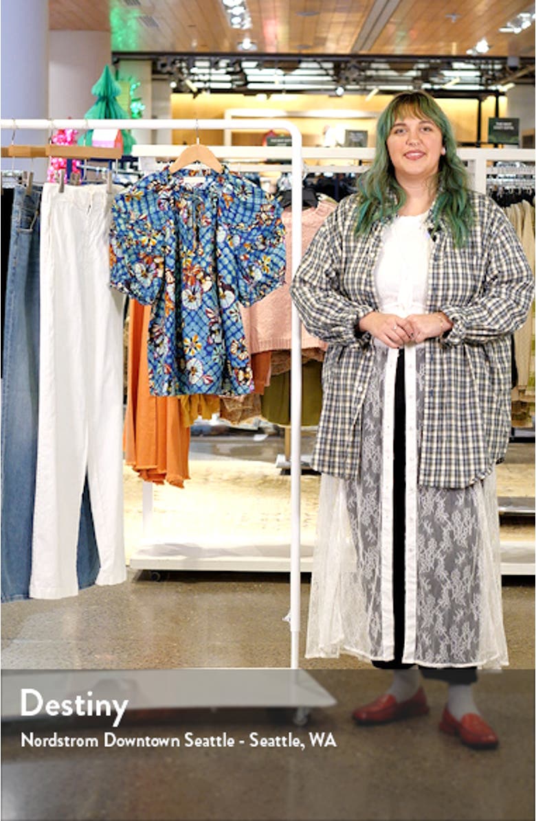 Annabelle Floral Print Puff Sleeve Silk Top, sales video thumbnail