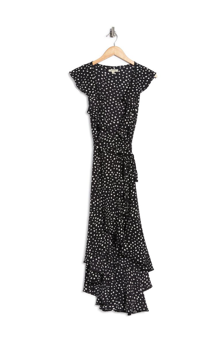 MAX STUDIO Patterned Ruffle Wrap Midi Dress, Alternate, color,
