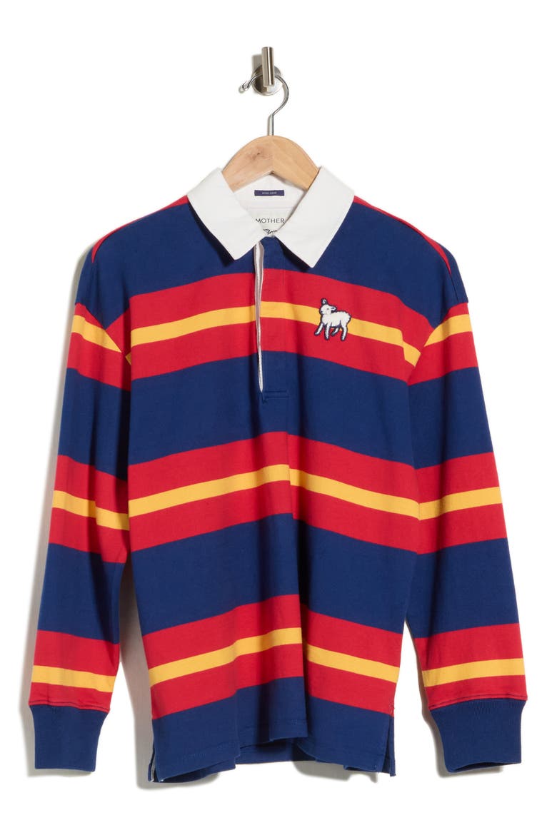 The Huddle Rugby Shirt, Alternate, color, ESTATE BLUE TANGO RED N BEESWA