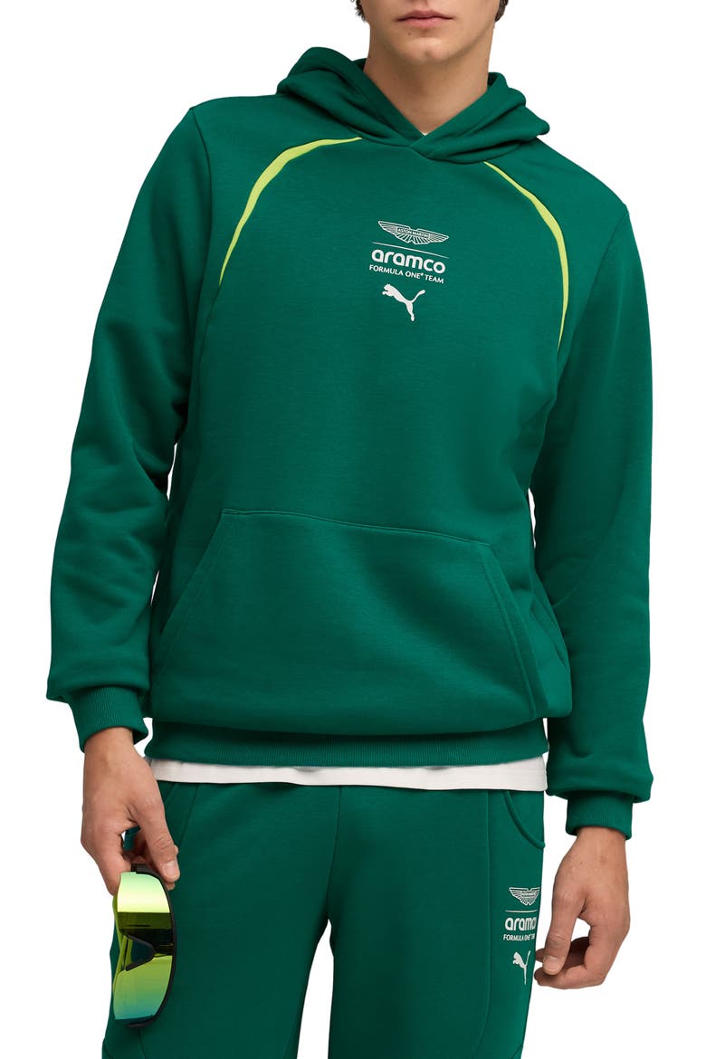 x AMF1 French Terry Hoodie, Main, color, GREEN LUX