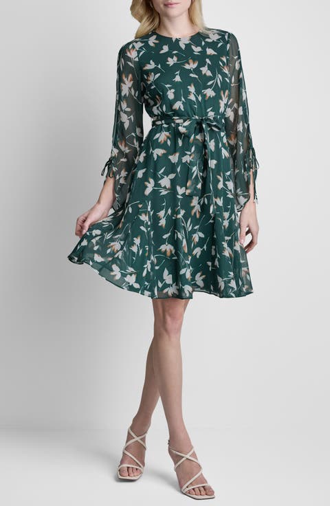 Floral Crinkle Chiffon Dress