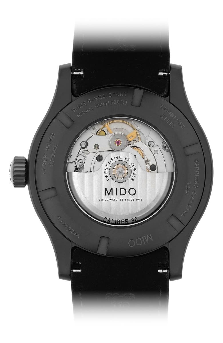 MIDO Multifort Automatic Leather Strap Watch, 42mm, Alternate, color, Tan/ Grey/ Gunmetal