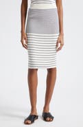 ATM Anthony Thomas Melillo Stripe Cotton & Silk Knit Midi Skirt