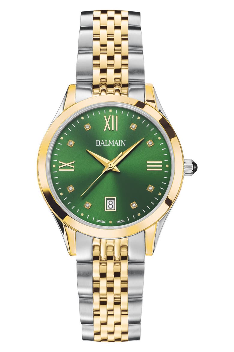 Classic R Diamond Bracelet Watch, 34mm, Main, color, BICOLOR STAINLESS STEEL AND Y