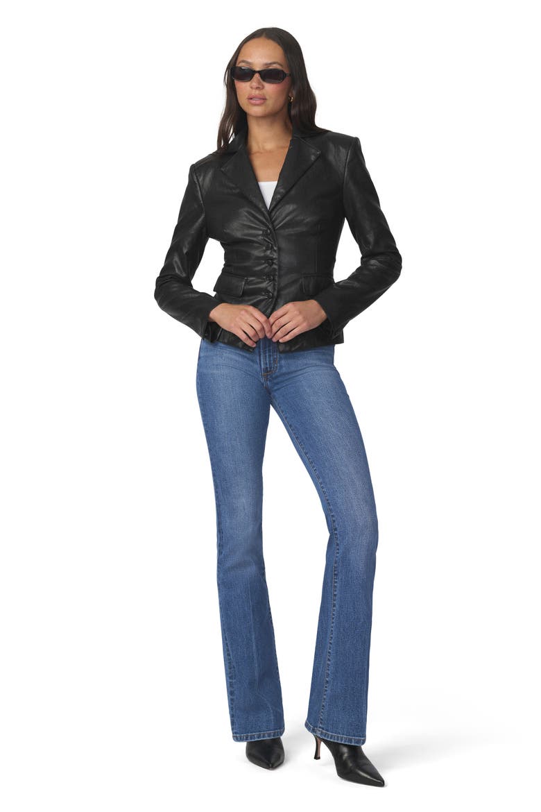 The Fitted Faux Leather Blazer, Alternate, color, BLACK
