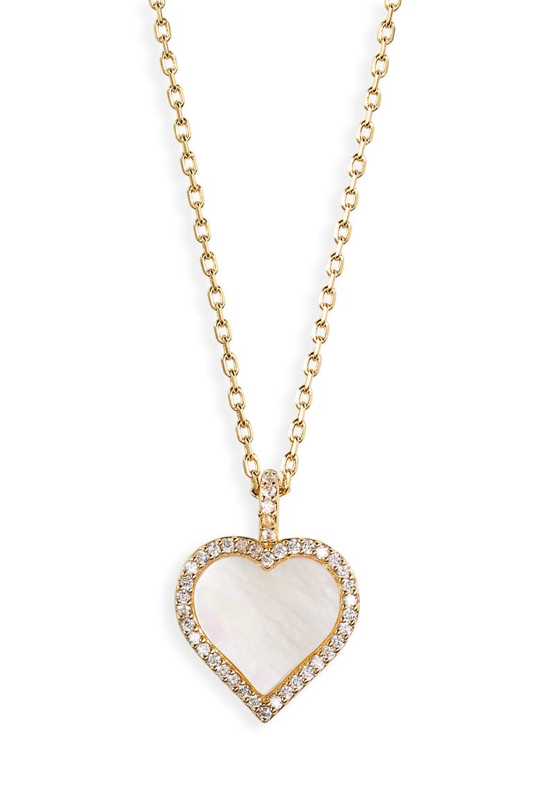 take heart mother-of-pearl pendant necklace, Main, color, CLEAR/ GOLD
