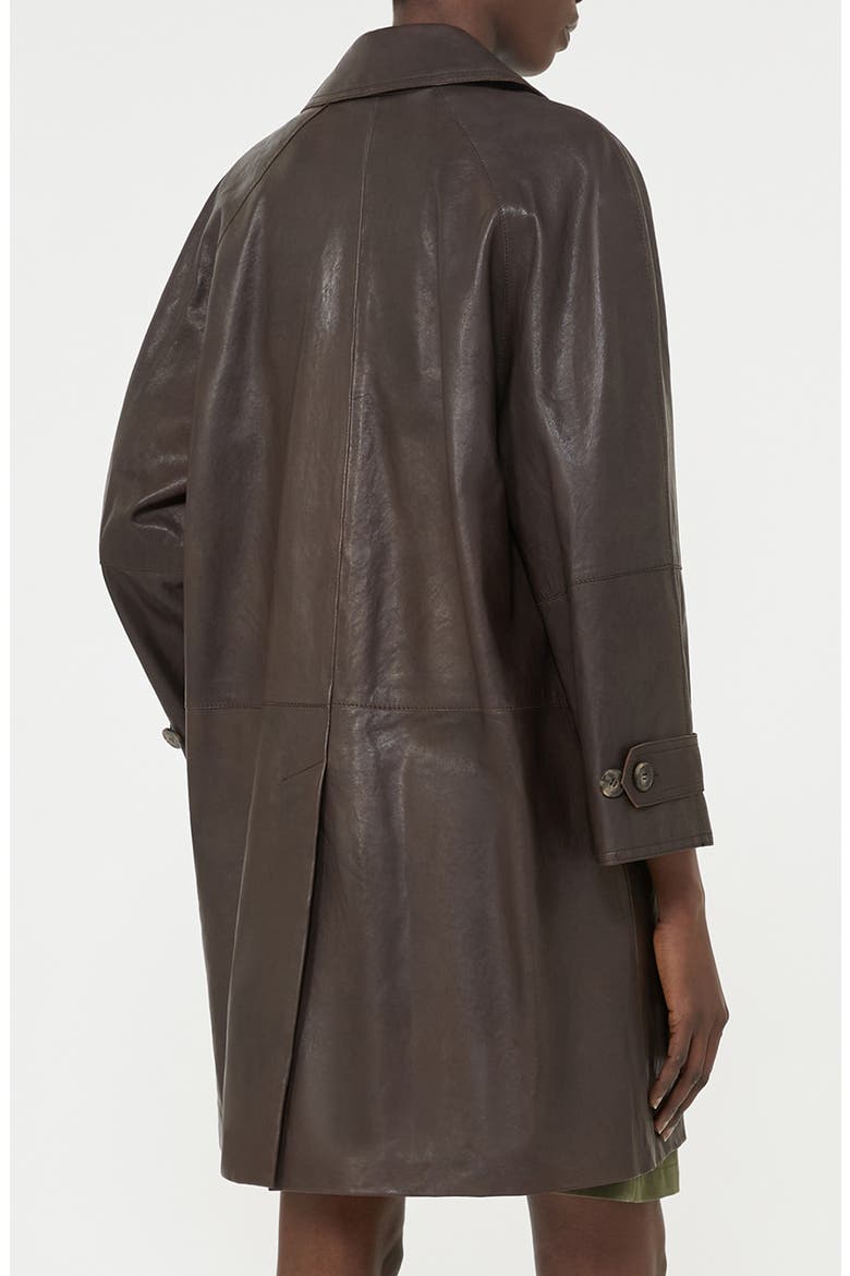 Camino Leather Trench Coat, Alternate, color, BROWN
