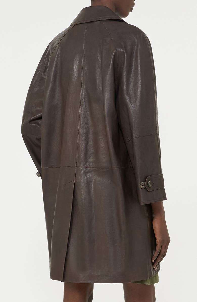 Weekend Max Mara Camino Leather Trench Coat, Alternate, color, Brown
