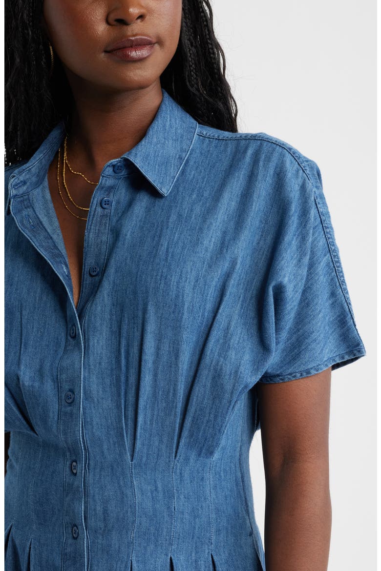 Short Dolman Sleeve Denim Shirt Dress, Alternate, color, DARK WASH