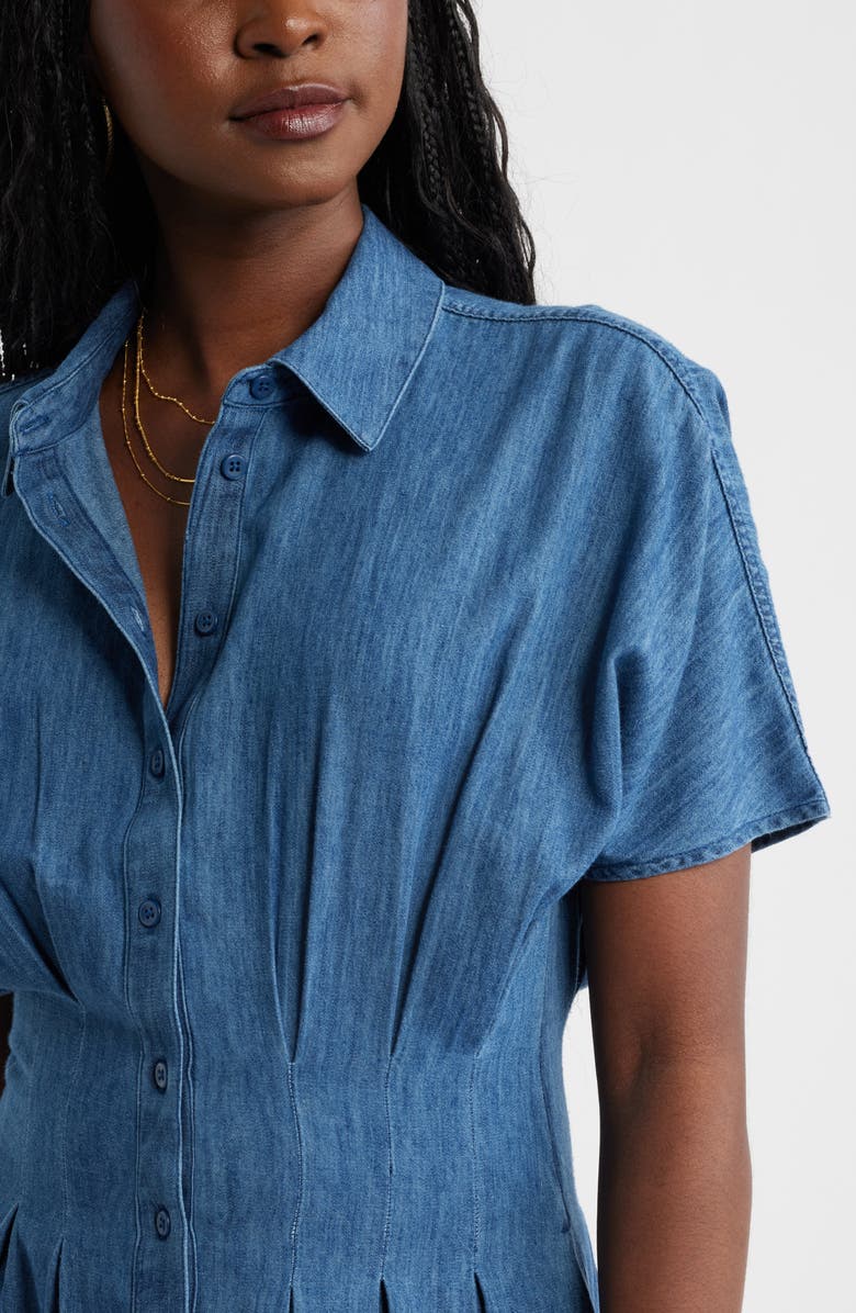 Caslon<sup>®</sup> Short Dolman Sleeve Denim Shirt Dress, Alternate, color, Dark Wash