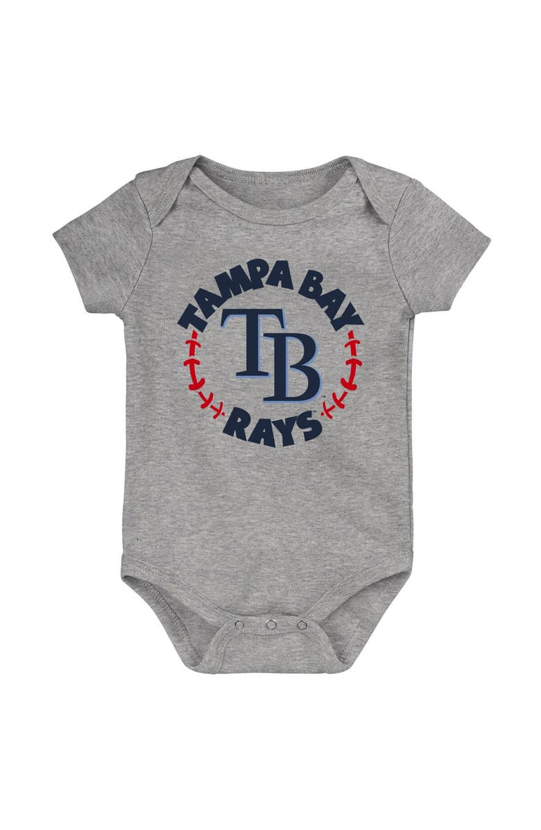 Outerstuff Infant Light Blue/White/Heather Gray Tampa Bay Rays Biggest Little Fan 3-Pack Bodysuit Set, Alternate, color, Light Blue