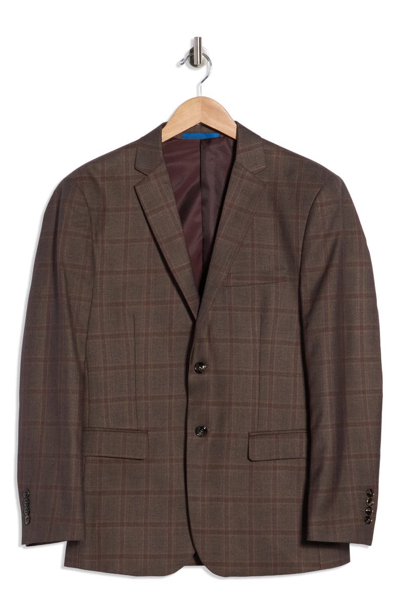 Gino Vitale Slim Fit Plaid Blazer, Alternate, color, Brown