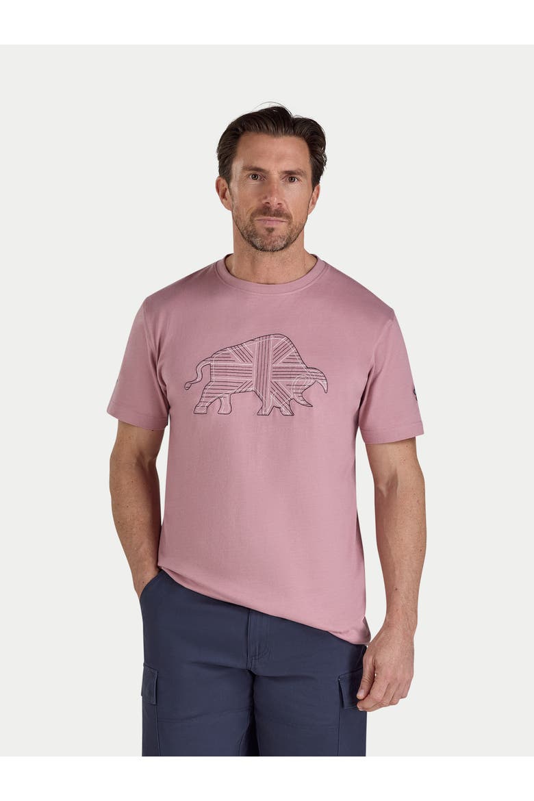 Stitched Bull Crew Neck T-Shirt, Main, color, Rose