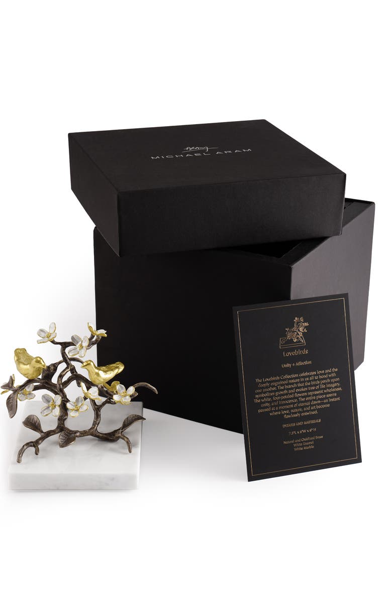 Michael Aram Lovebirds Decorative Object, Alternate, color, Brass/ Gold/ White