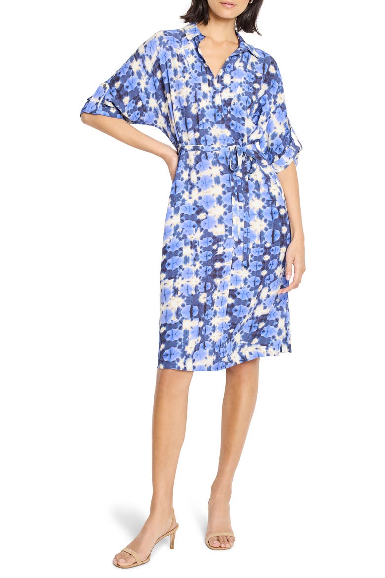 Devon Shibori Stone Tie Belt Dress, Main, color, BLUE MULTI