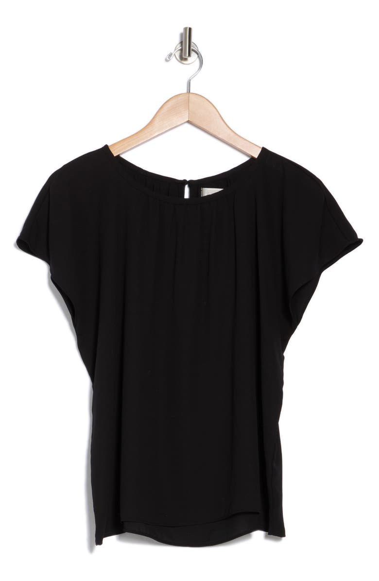 NORDSTROM RACK Gathered Neck Top, Alternate, color, Black