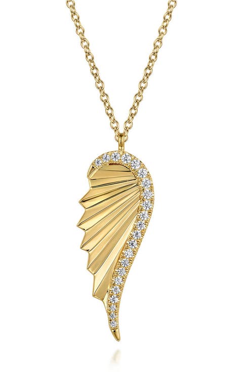 Diamond Wing Pendant Necklace