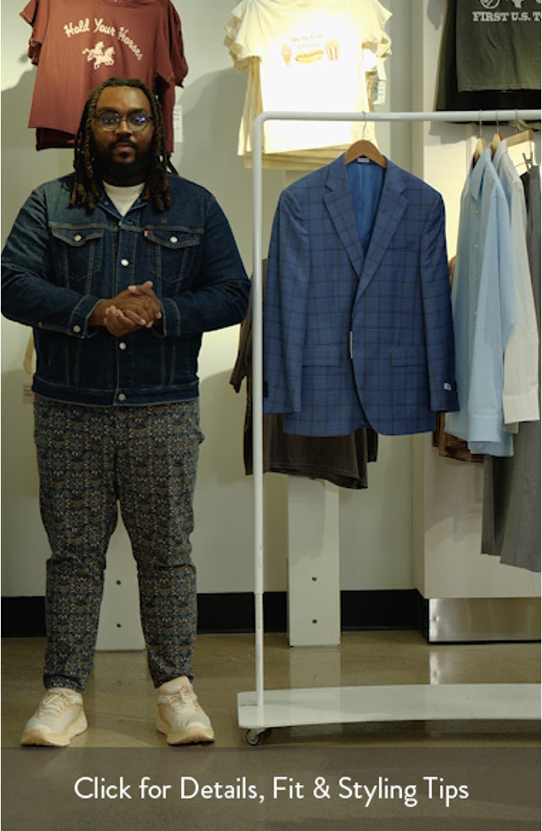 Flynn Classic Fit Blue Plaid Wool Sport Coat, sales video thumbnail