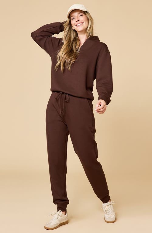 Softies Athleisure Dreamtech 1/4 Zip Jogger Set In Brown