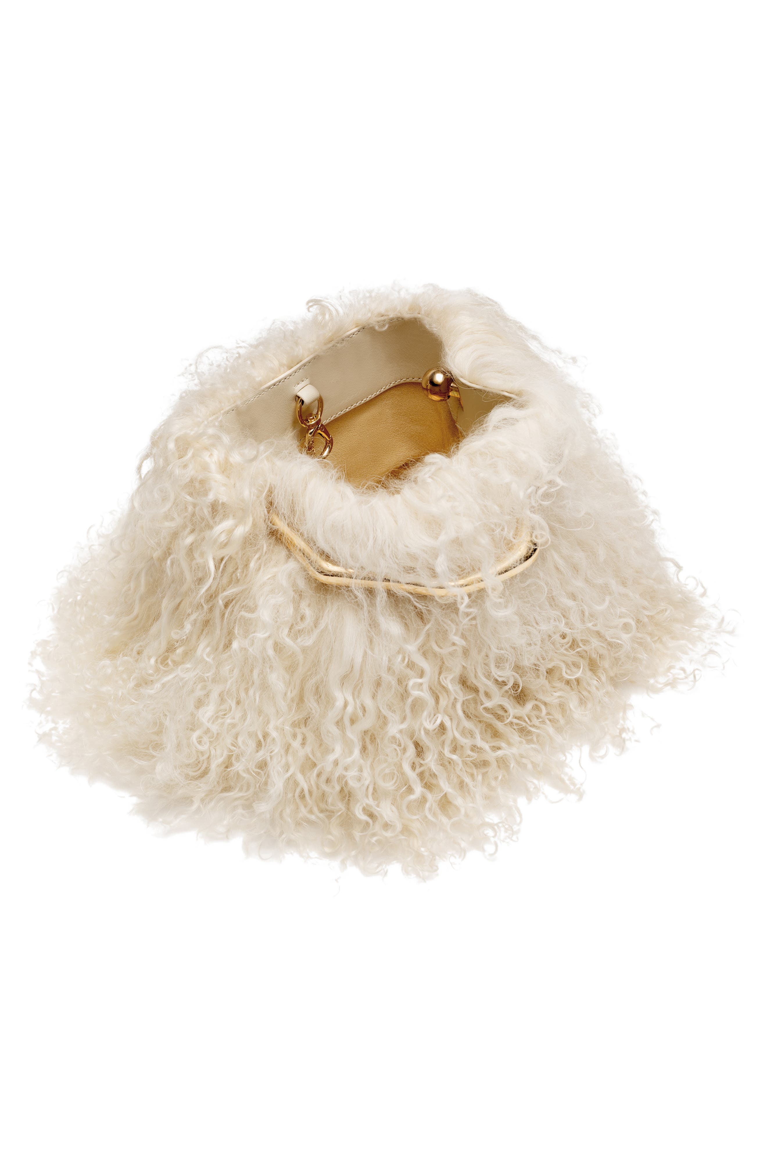 Solene Mini Shearling Top Handle Bag, Alternate, color, NATURAL SHEARLING