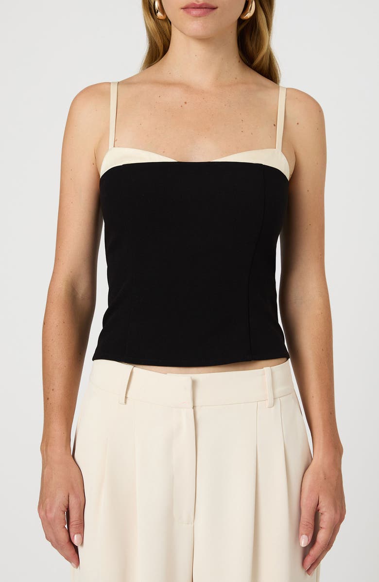 French Connection Azra Strappy Corset Crop Top, Main, color, Blackout/ Classic Cream