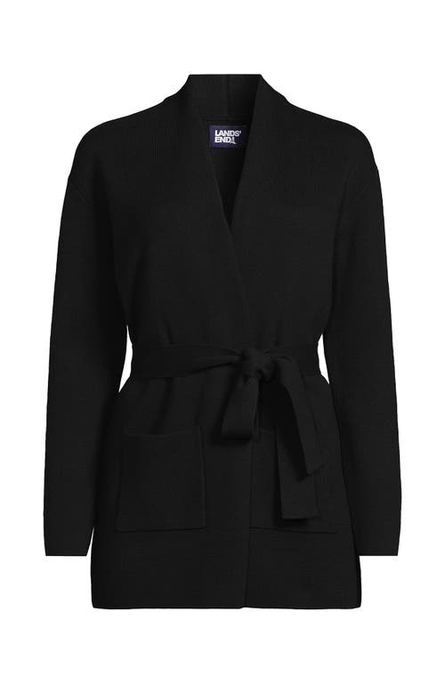 LANDS' END LANDS' END FINE GAUGE MILANO BELTED LONG LINE CARDIGAN SWEATER