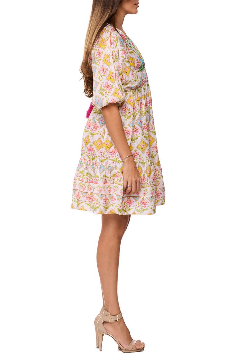 Floral Tile Fit & Flare Dress, Alternate, color, PASTEL YELLOW